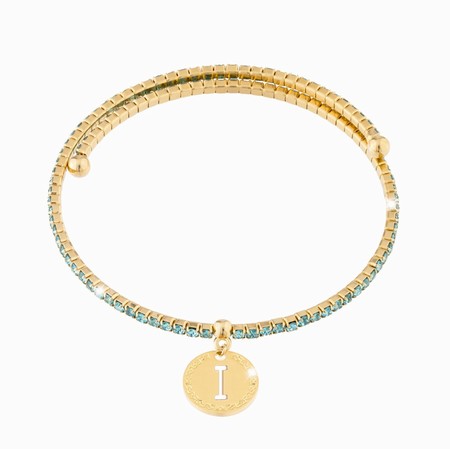 Rebecca Paraiba Gold I Bangle with Blue CZ